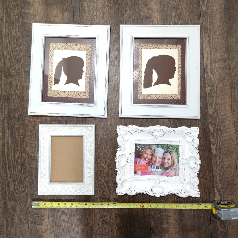 Lot Of Picture Frames - Elegant White and Brown Picture Frame Set